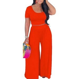 Elegant Orange Women's Jumpsuit (NWOT)